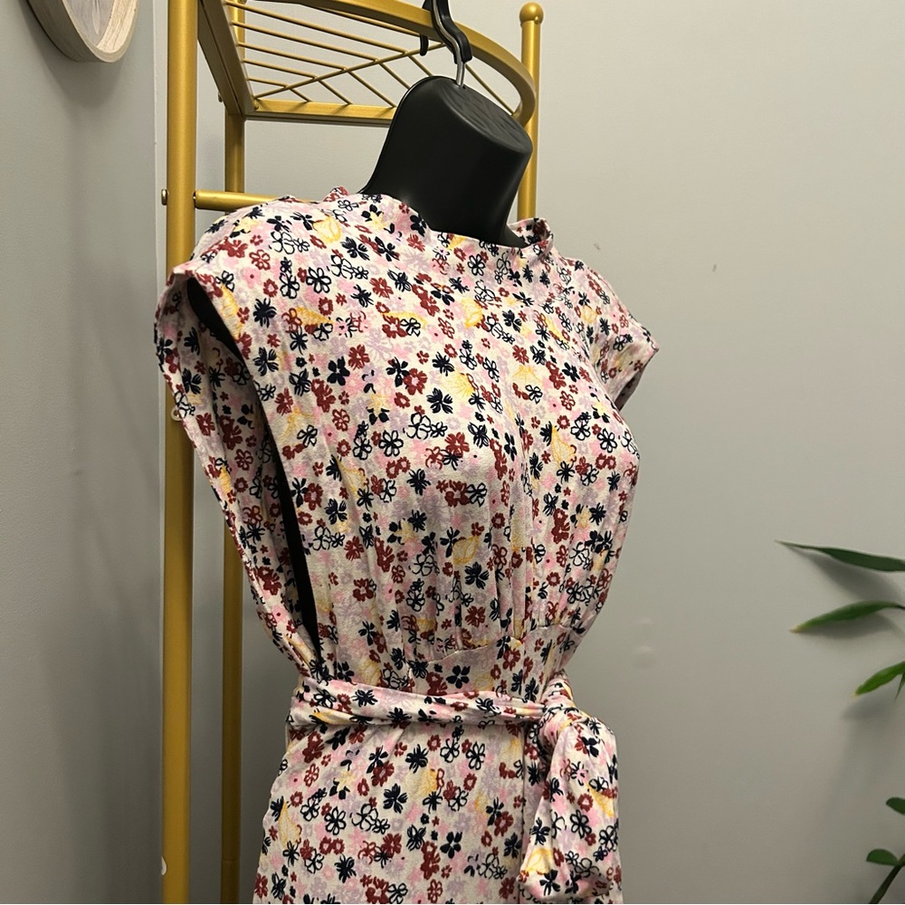 Free People bohemian Vibe Check One Piece in Tea Ditsy Shell jumpsuit size M NEW - Picture 4 of 9